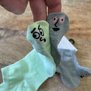 NEW 2Pk Stay Up Heel Tab Green & Gray Women's Socks